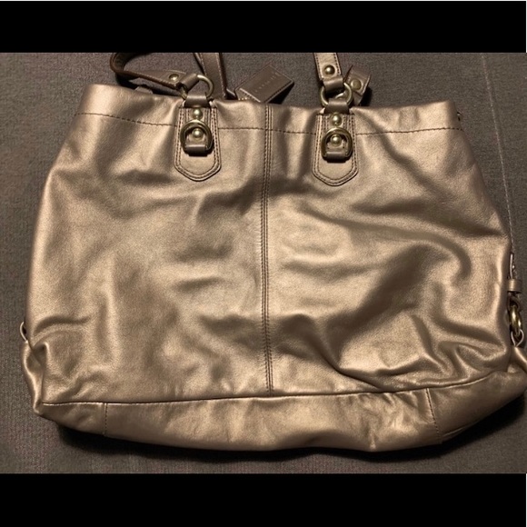 COACH ASHLEY METALLIC LEATHER CARRYALL - Picture 3 of 4